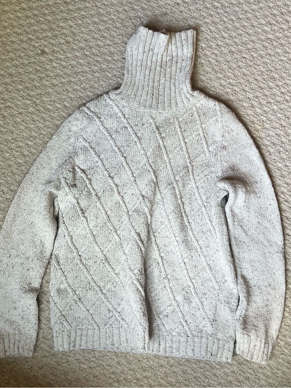Jones New York-Cream Cable-Knit Turtleneck Sweater-L